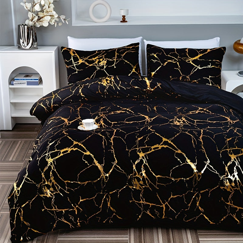 Housse de couette design marbre de luxe pour une chambre élégante et confortable