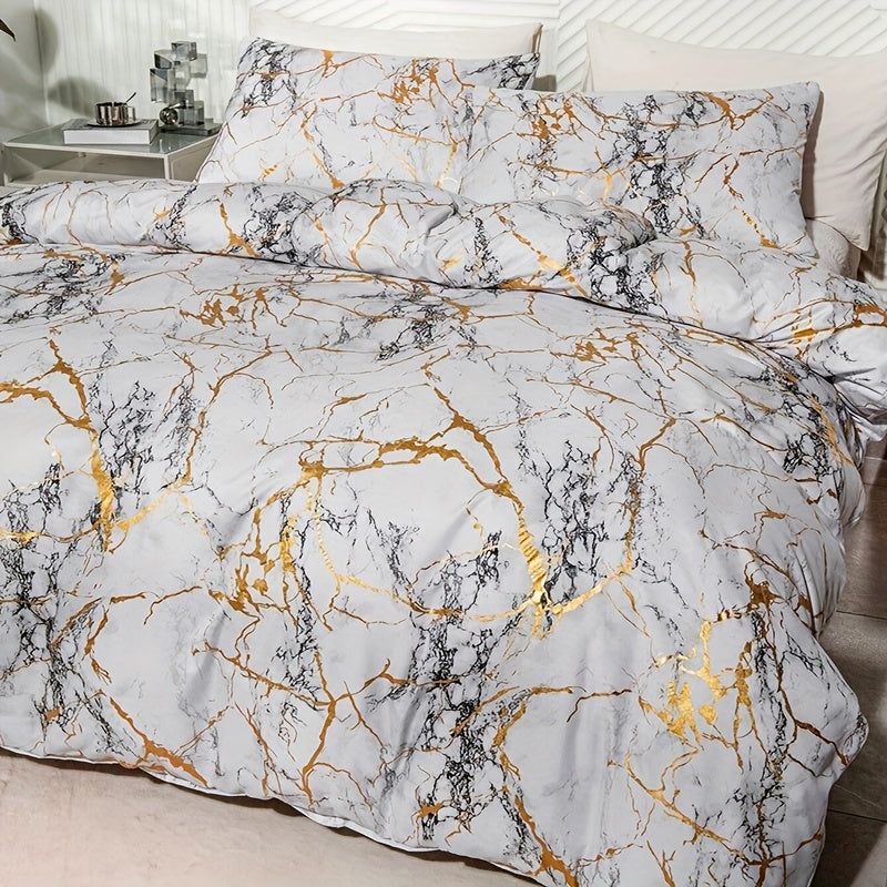 Housse de couette design marbre de luxe pour une chambre élégante et confortable