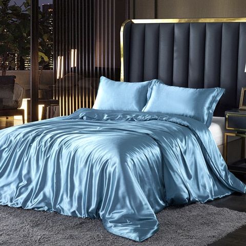 Ensemble de literie élégant en satin de soie 4 pièces comprenant une housse de couette, un drap-housse et des taies d'oreiller pour un confort ultime