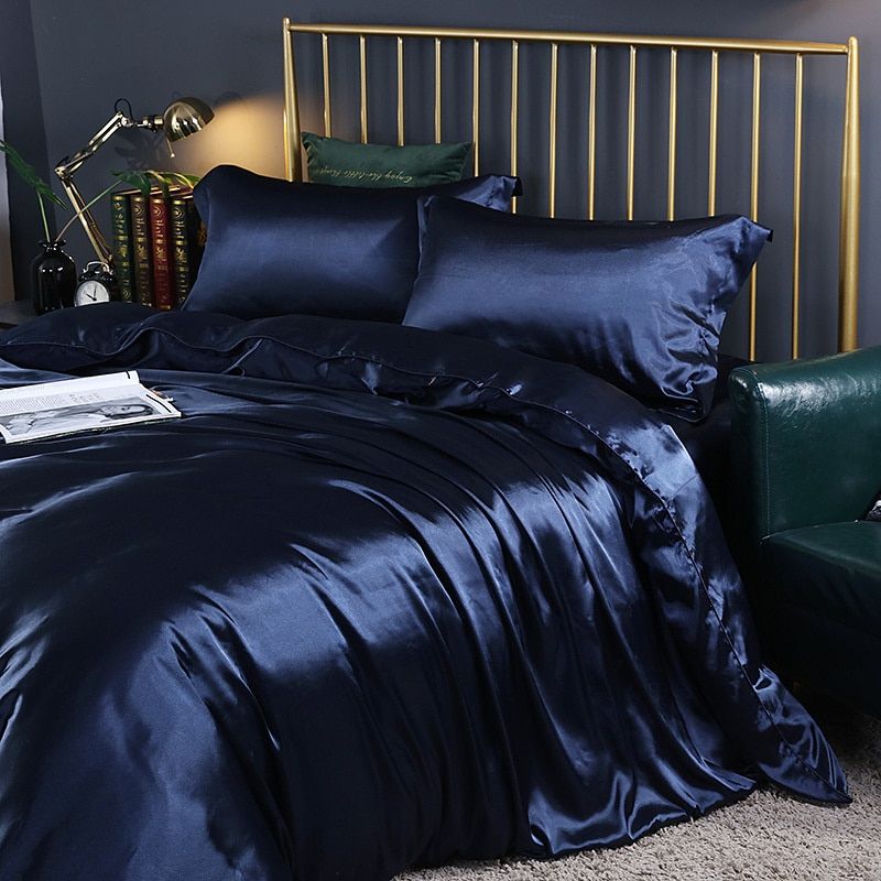 Ensemble de literie élégant en satin de soie 4 pièces comprenant une housse de couette, un drap-housse et des taies d'oreiller pour un confort ultime