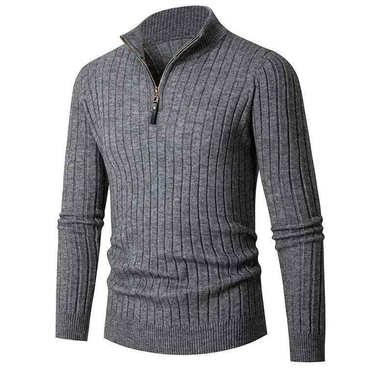 Rafael – Elegant half-zip knitted sweater with standing collar for stylish comfort