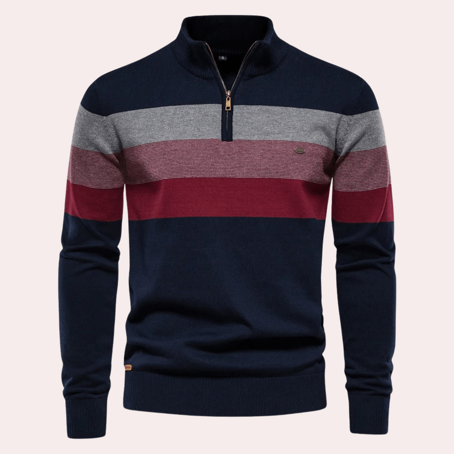 Thilo - Stylish striped round-neck knit sweater for any occasion