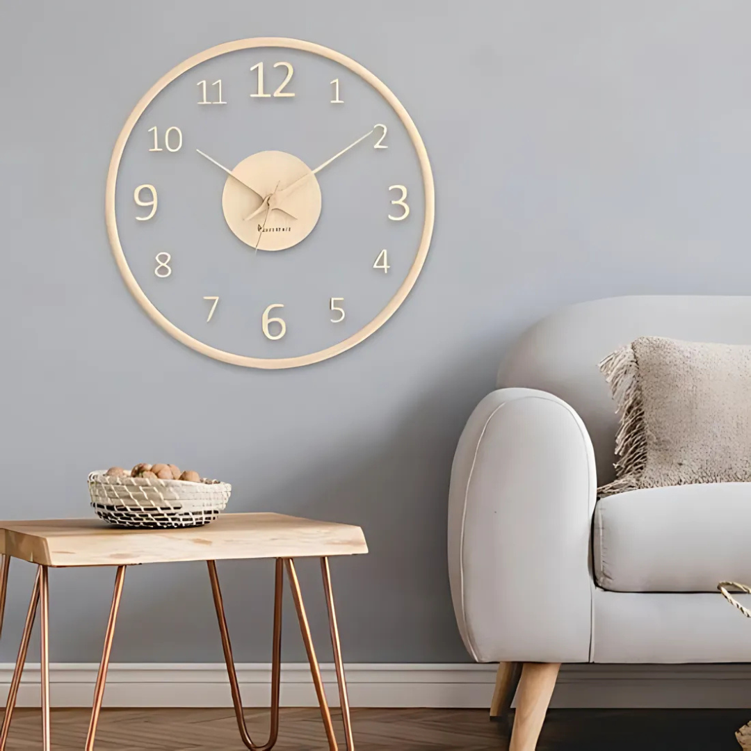 Metron - Horloge murale en bois élégante avec finition en verre chic