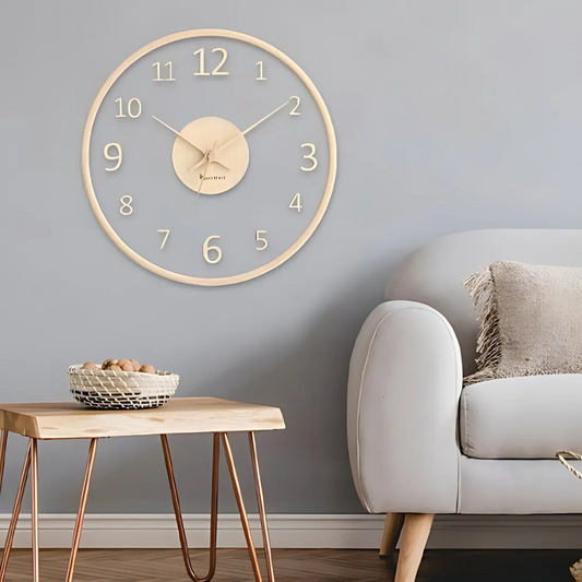 Metron - Horloge murale en bois élégante avec finition en verre chic