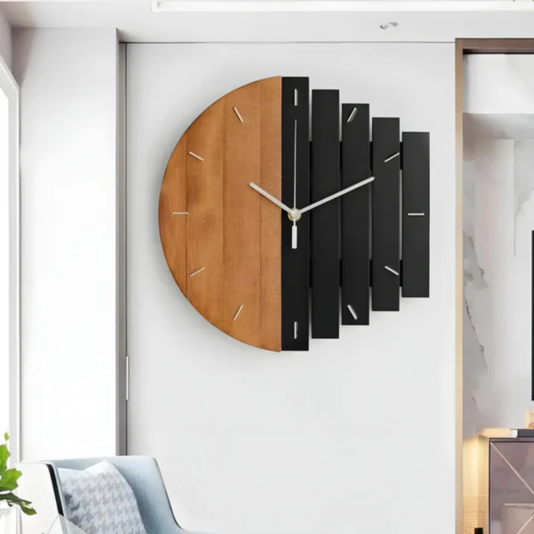 Horloge murale en bois Vesper Luxe grande pour un salon élégant