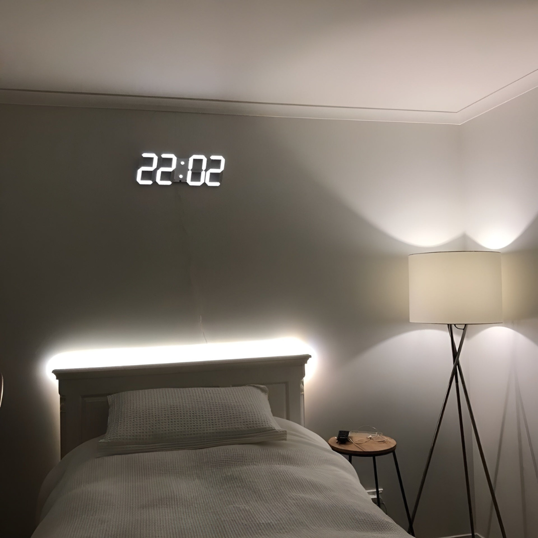Nyvox - Horloge murale numérique LED 3D moderne avec design élégant et affichage lumineux de l'heure