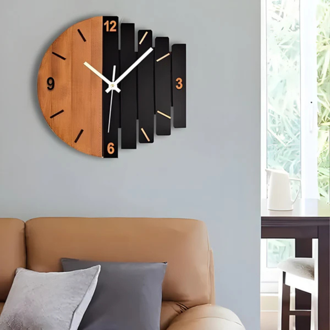 Horloge murale en bois Vesper Luxe grande pour un salon élégant