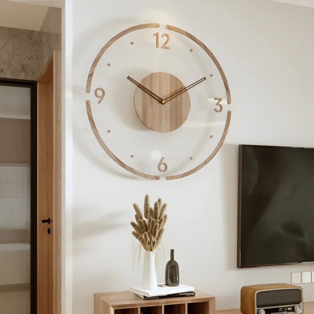 Nock - Horloge murale moderne élégante de 30 cm en acrylique et bois pour un salon élégant