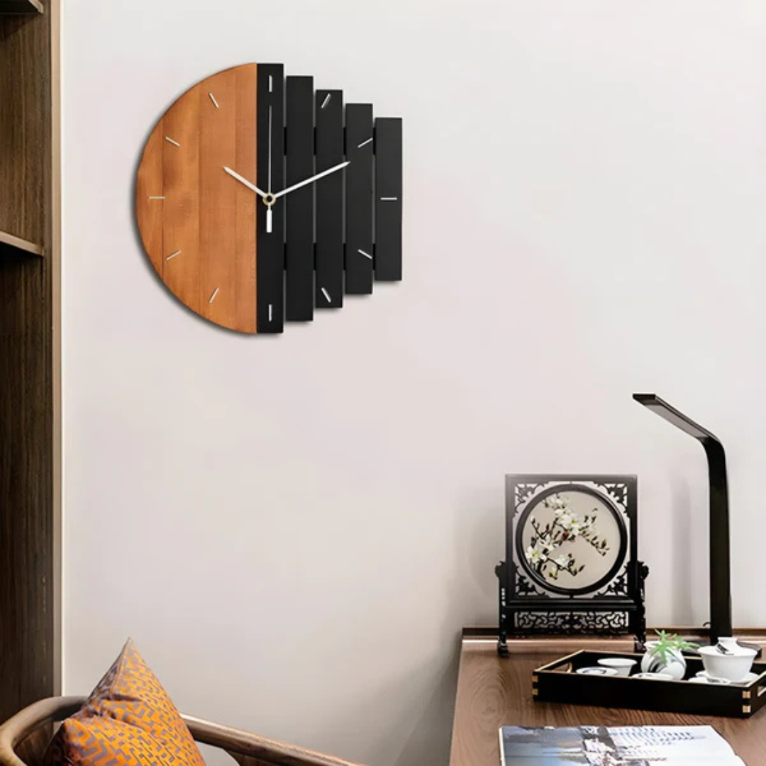Horloge murale en bois Vesper Luxe grande pour un salon élégant