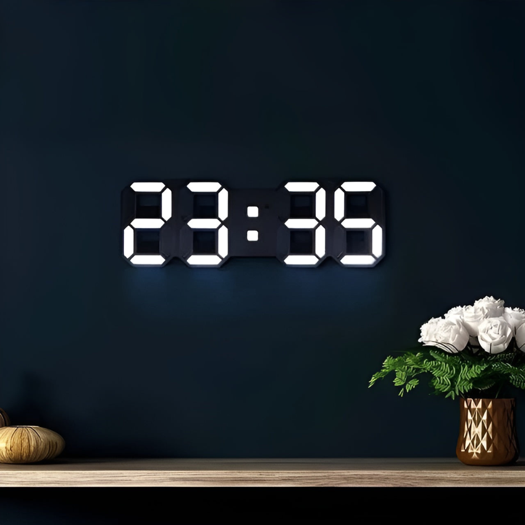 Nyvox - Horloge murale numérique LED 3D moderne avec design élégant et affichage lumineux de l'heure