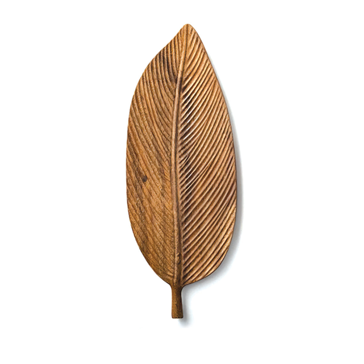 Bol en bois de noyer foncé avec des feuilles