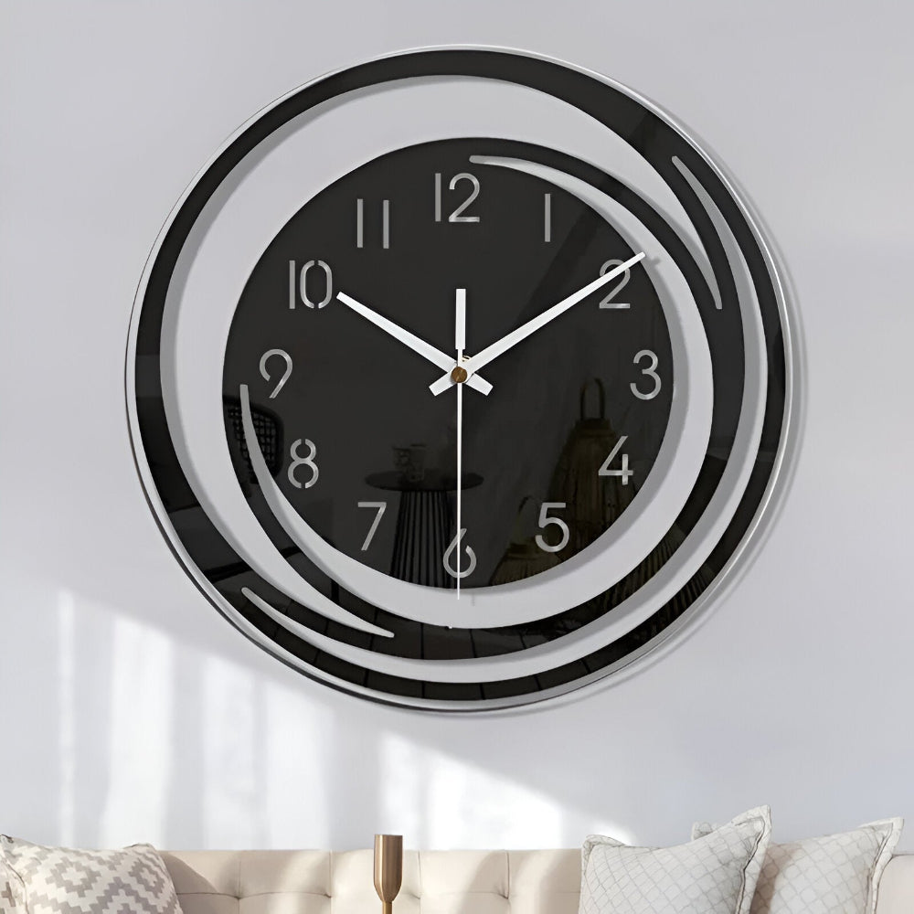 Sorana - Horloge murale noire en acrylique élégante au design scandinave, 30 cm