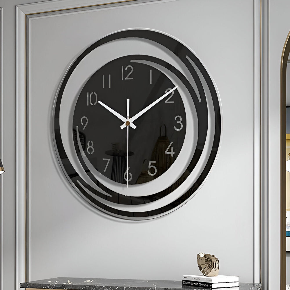 Sorana - Horloge murale noire en acrylique élégante au design scandinave, 30 cm