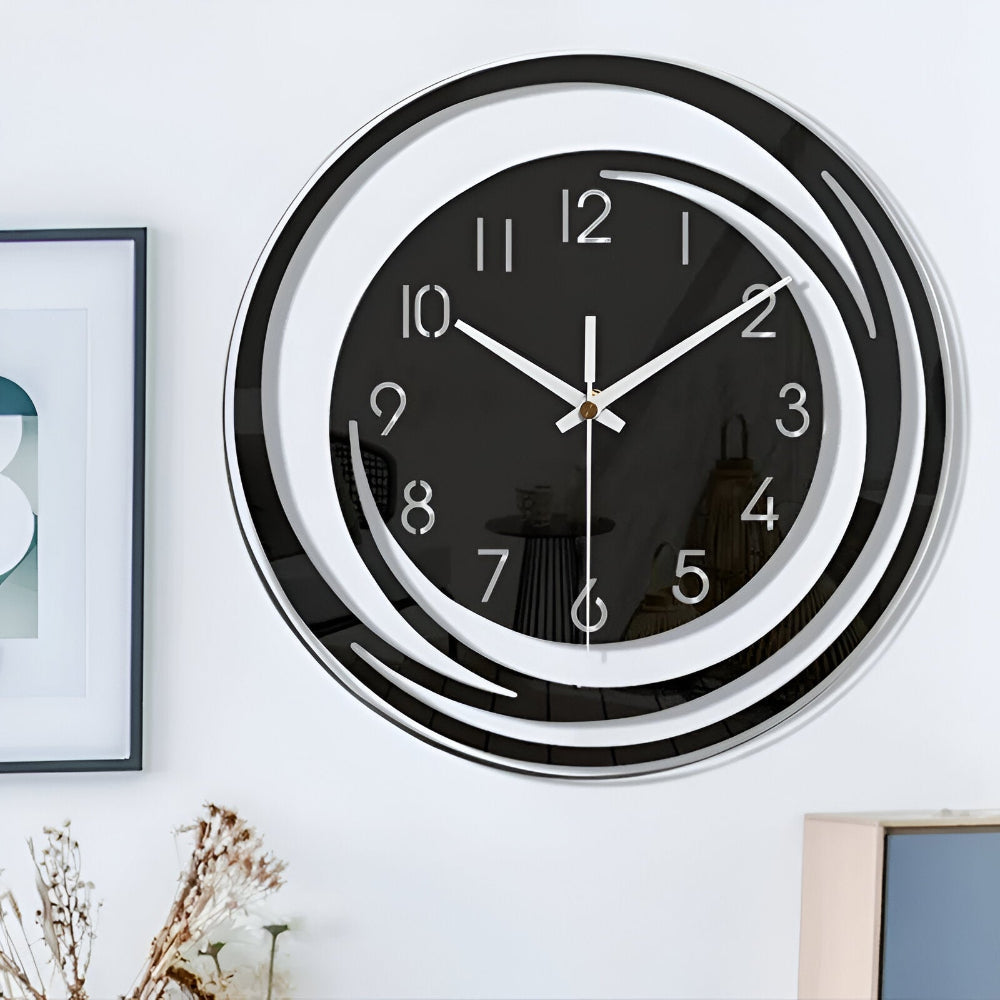 Sorana - Horloge murale noire en acrylique élégante au design scandinave, 30 cm