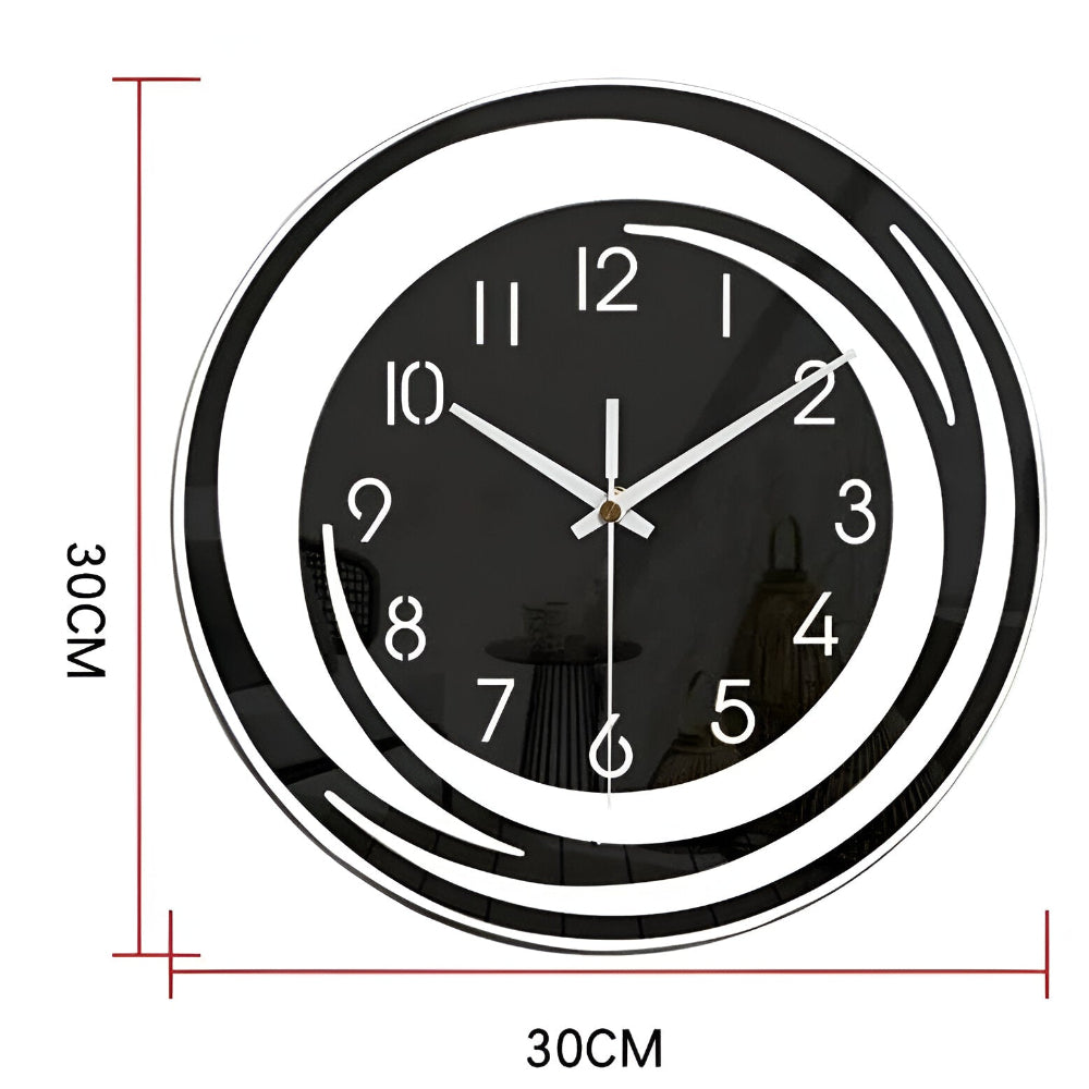 Sorana - Horloge murale noire en acrylique élégante au design scandinave, 30 cm