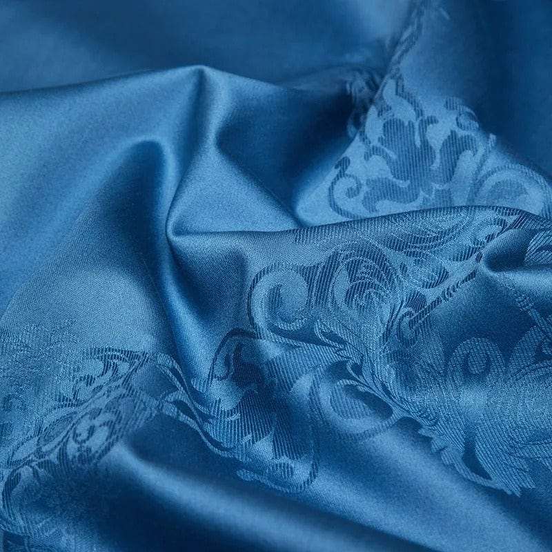 Ensemble de housse de couette en coton égyptien bleu de luxe – 200x230 cm avec 2 taies d'oreiller élégantes