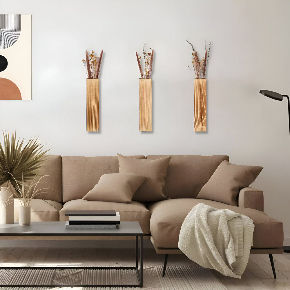Nysaelle Vase Mural en Bois - Étagère Rectangulaire Élégante pour Plantes 30 cm pour Jardin ou Décoration Intérieure Stylée
