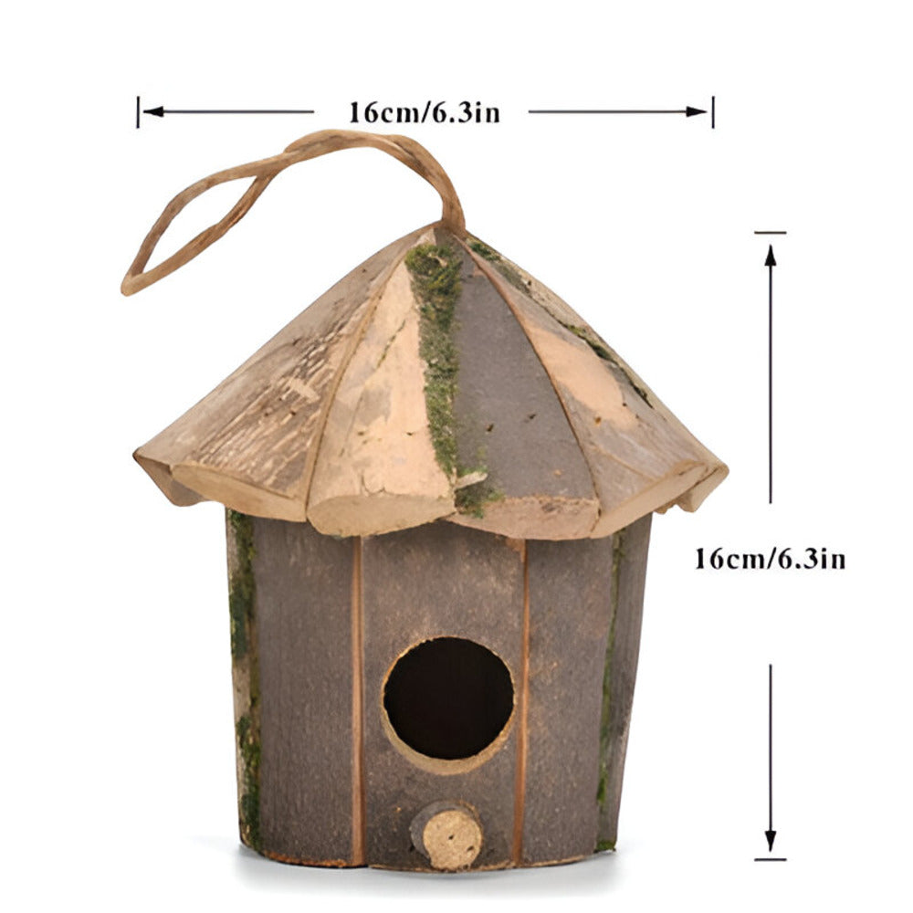 Domus - Charmante maison rustique en bois pour oiseaux avec motif colibri