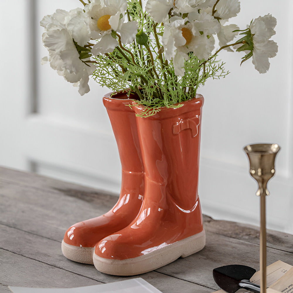 Minthara - beau vase en céramique en forme de botte unique pour une décoration élégante