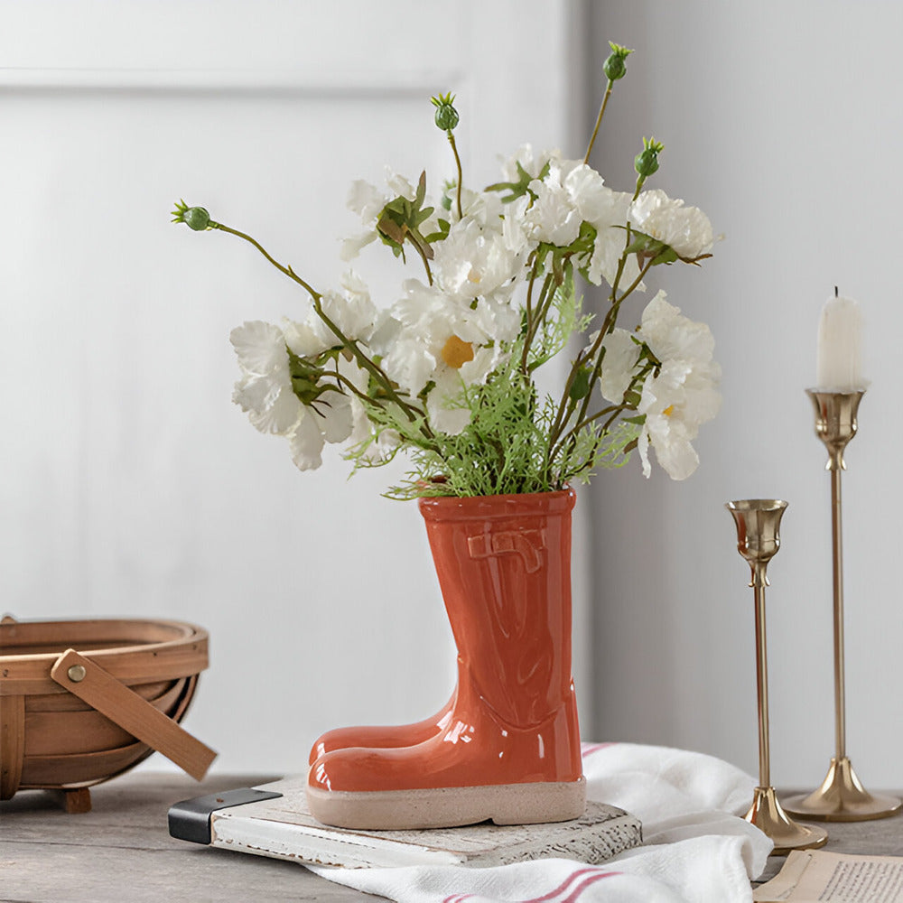 Minthara - beau vase en céramique en forme de botte unique pour une décoration élégante