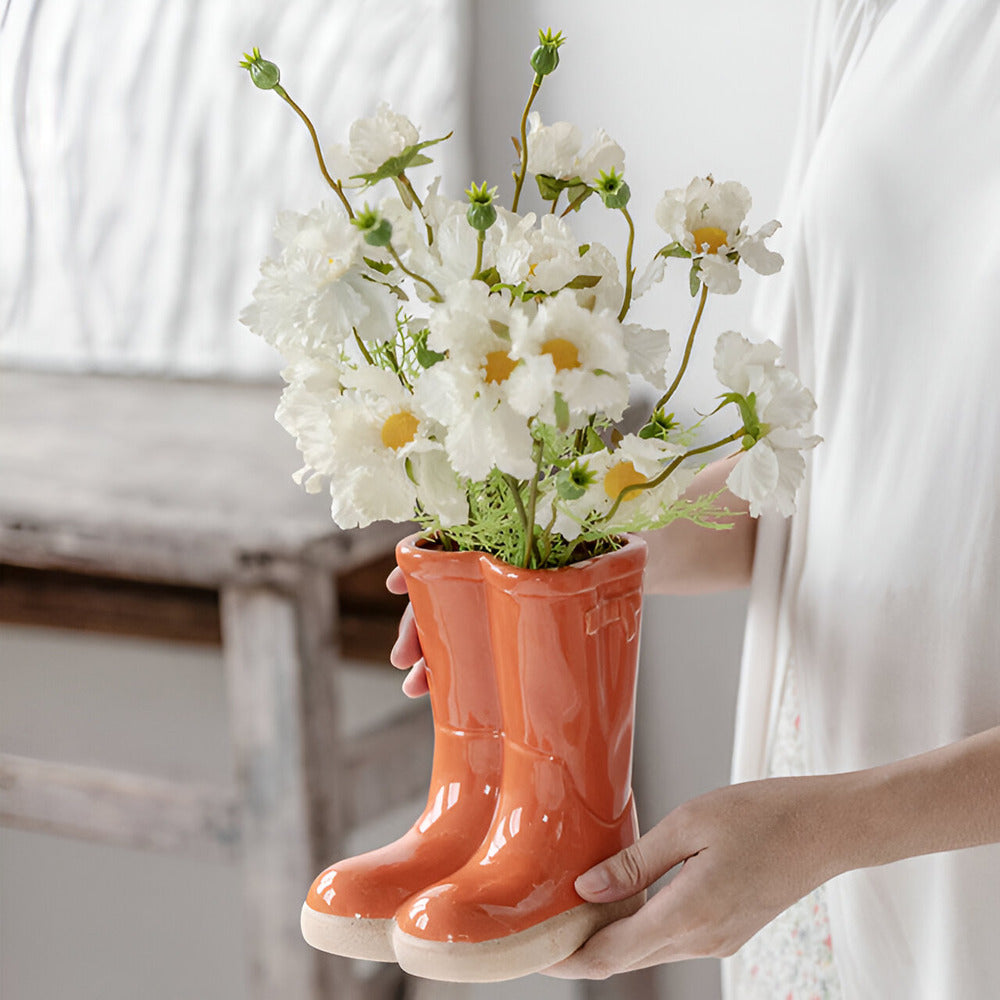 Minthara - beau vase en céramique en forme de botte unique pour une décoration élégante