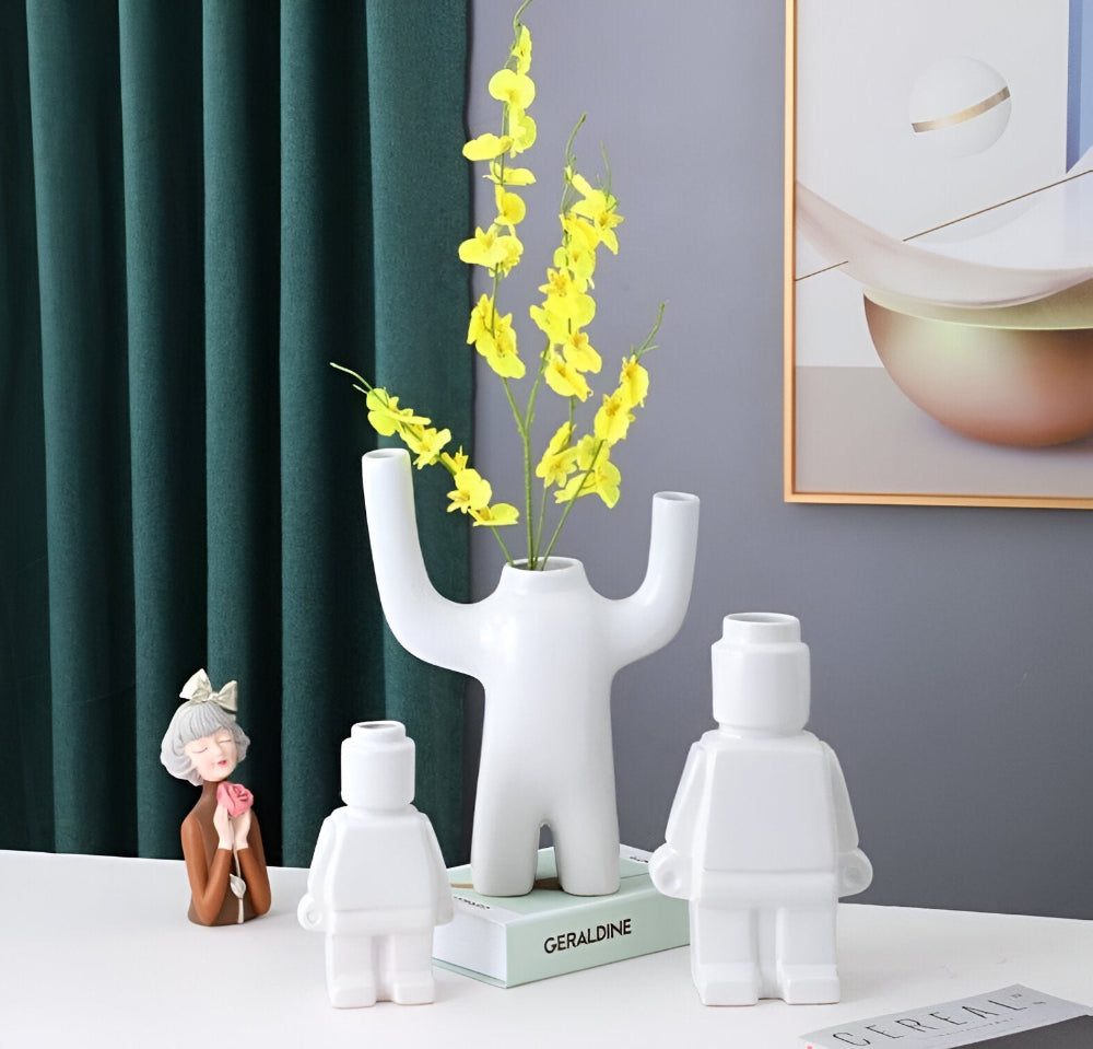 Larissa - Pot de plante tressé au design robot moderne pour une touche unique de jardin