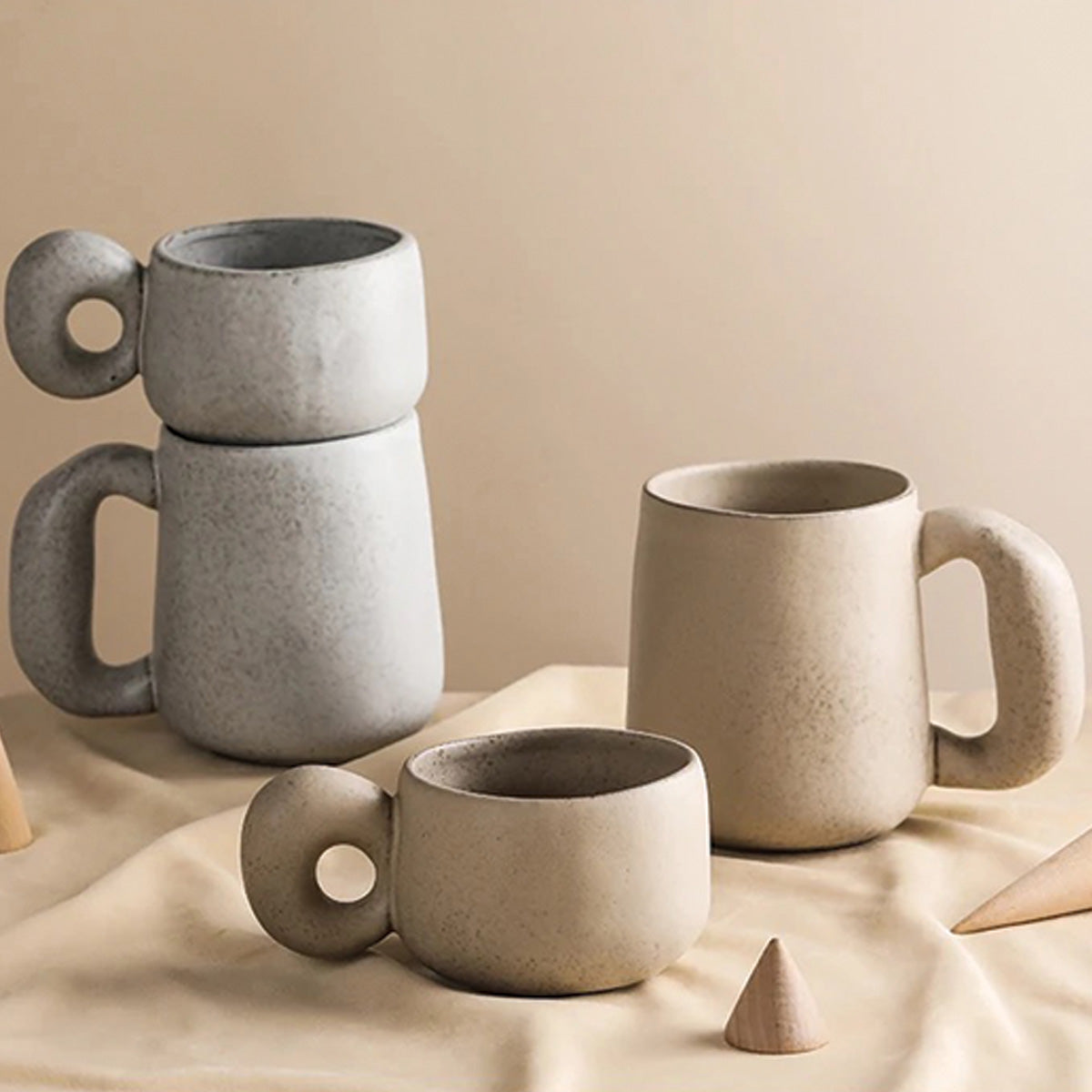 Tasses en pierre faites main Louv - Vaisselle en céramique unique pour une touche d'élégance