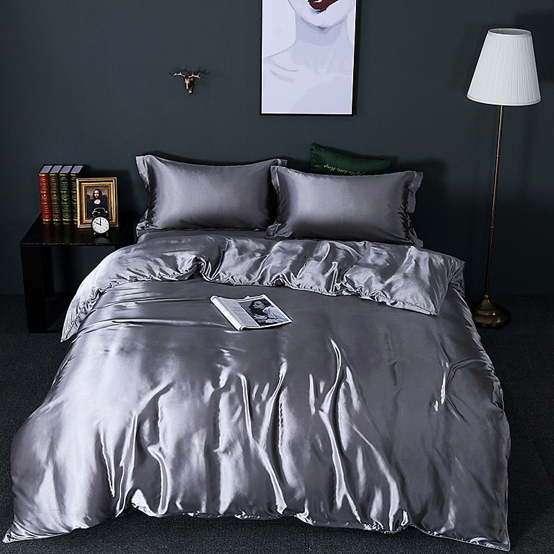 Ensemble de housse de couette en satin élégant – Literie moderne de luxe avec finition chic