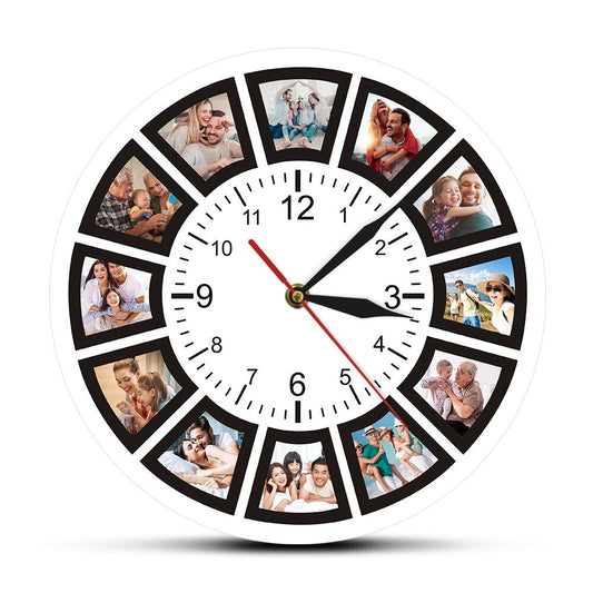 Camena - Horloge murale personnalisée unique avec photos pour une décoration intérieure chaleureuse
