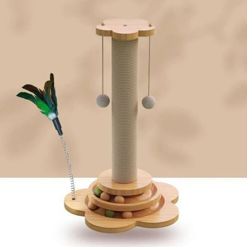 Jouet pour chat en bois élégant avec planche à gratter