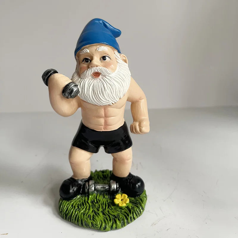 Charmante sculpture de gnome en bois avec poids pour une jolie décoration de jardin