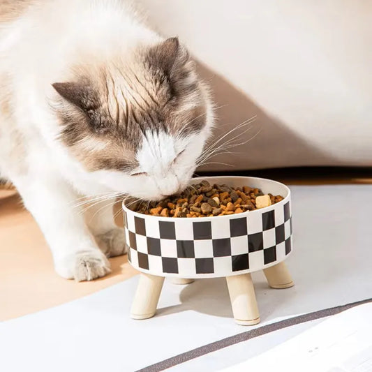 Bol de nourriture et d'eau de sécurité de luxe pour le cou avec support surélevé pour chats et chiens