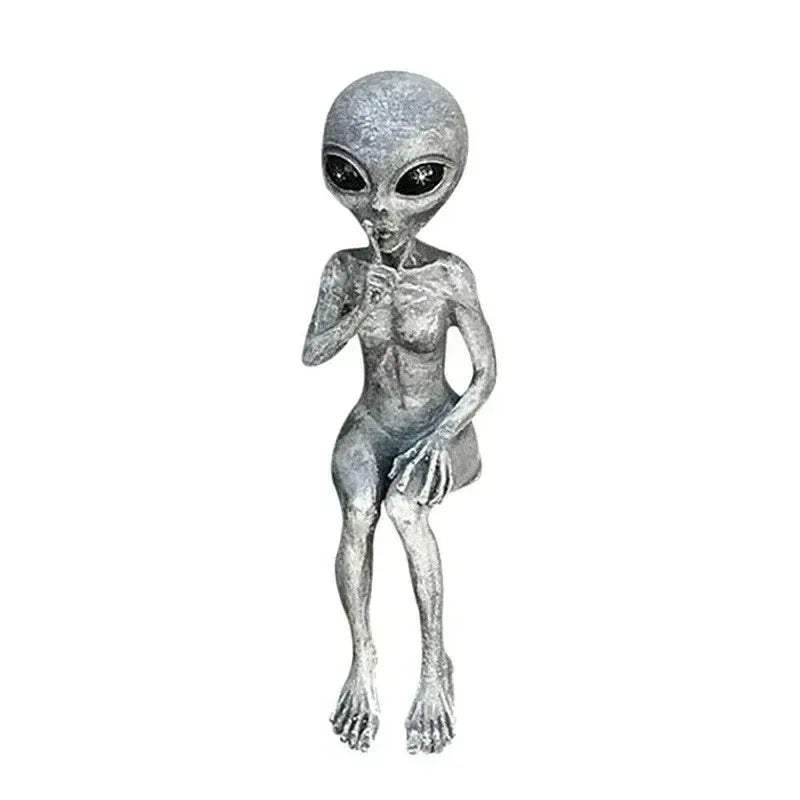 Aethra - Image mystérieuse d'extraterrestre en résine avec OVNI pour décoration de jardin unique