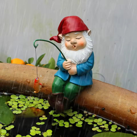 Ligeia - Figurine de gnome charmante avec bâton pour décoration intérieure et de jardin