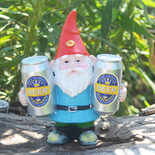 Clytie - Figurine humoristique de gnome ivre avec bière pour décoration de jardin et maison