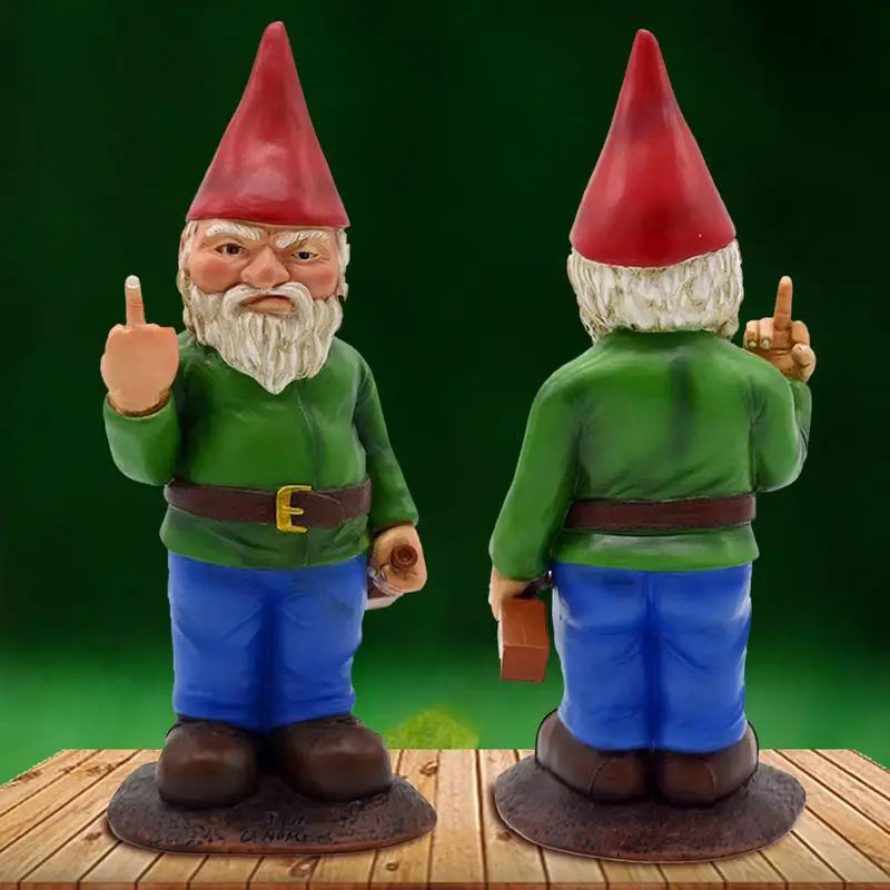 Cypria - Statue drôle de gnome ivre avec le majeur pour jardin et pelouse