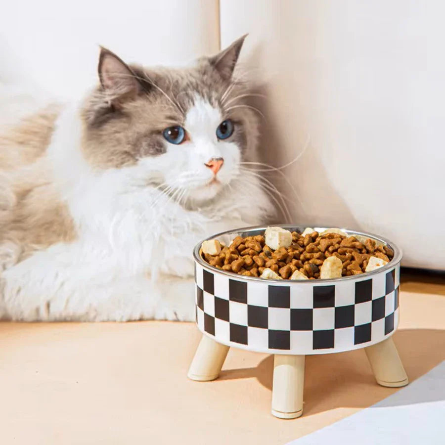 Bol de nourriture et d'eau de sécurité de luxe pour le cou avec support surélevé pour chats et chiens