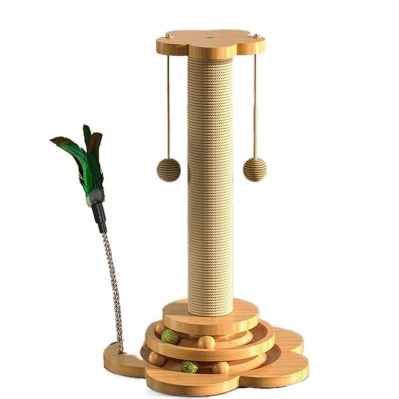 Jouet pour chat en bois élégant avec planche à gratter