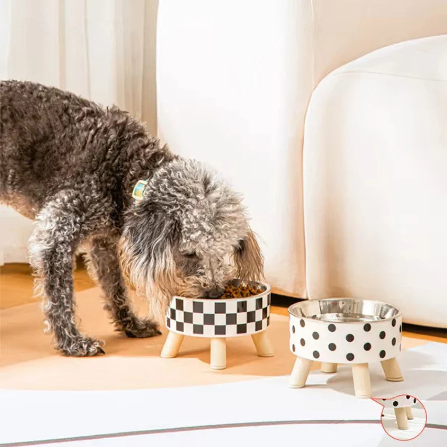 Bol de nourriture et d'eau de sécurité de luxe pour le cou avec support surélevé pour chats et chiens
