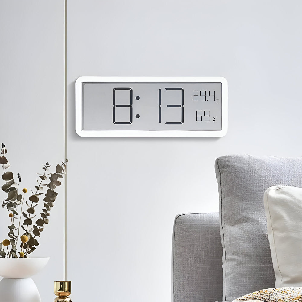 Ione - Horloge murale LED numérique moderne avec affichage de la température et de l'humidité