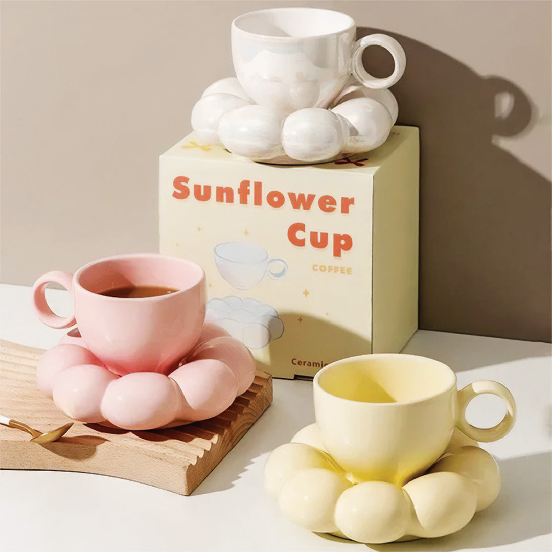 Tasse élégante tournesol avec motif floral parfaite pour un beau petit-déjeuner