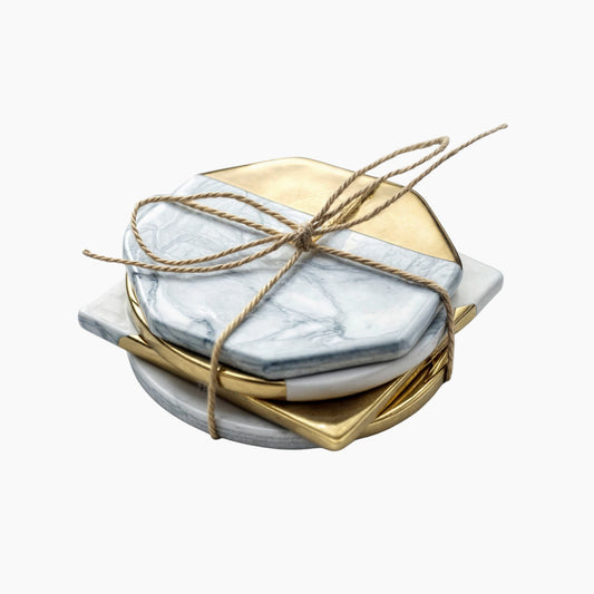 IvoraHome - Ensemble Magnifique de Dessous de Verre en Marbre Ivoire pour une Touche d'Élégance dans Votre Intérieur