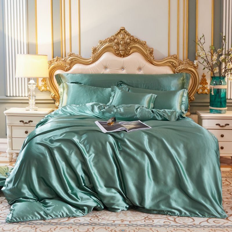 Ensemble de literie élégant en satin de soie 4 pièces comprenant une housse de couette, un drap-housse et des taies d'oreiller pour un confort ultime