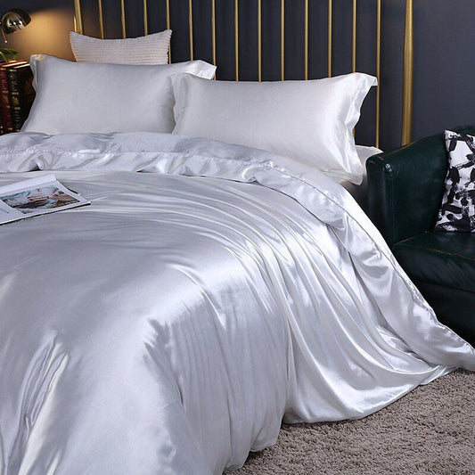 Ensemble de literie élégant en satin de soie 4 pièces comprenant une housse de couette, un drap-housse et des taies d'oreiller pour un confort ultime
