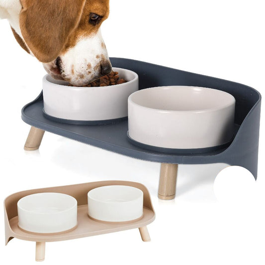 Station d'alimentation de luxe pour grands chiens avec base antidérapante pour un repas facile