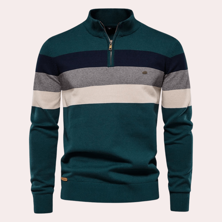 Thilo - Stylish striped round-neck knit sweater for any occasion