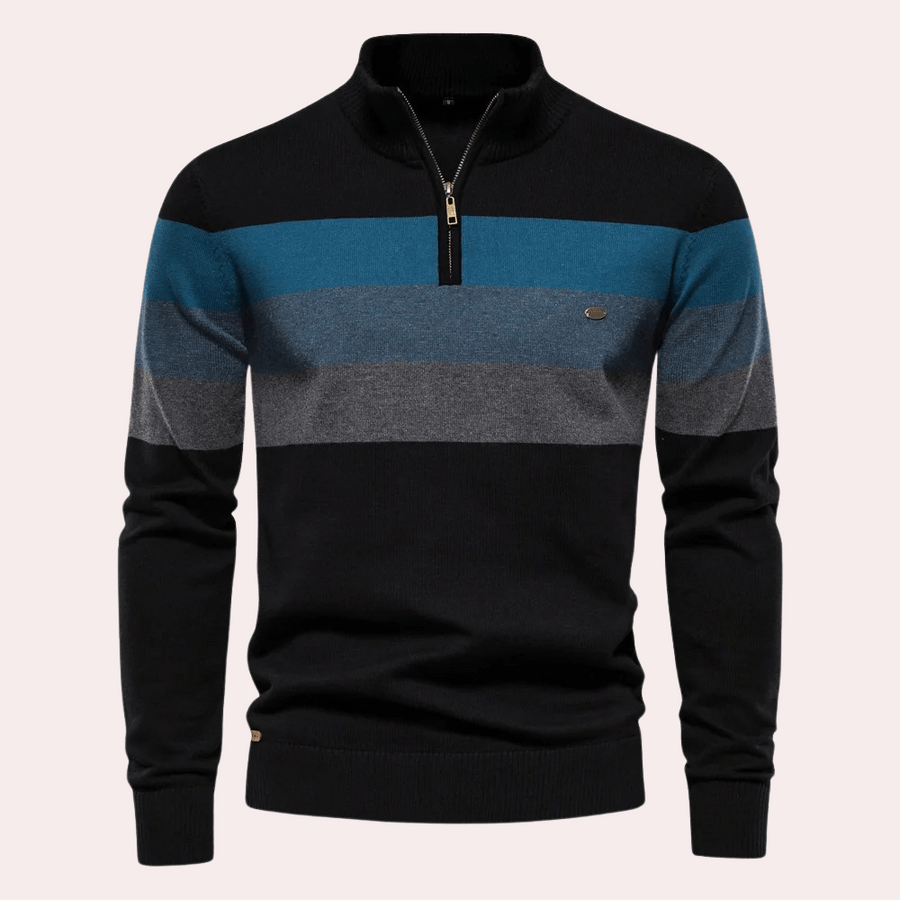 Thilo - Stylish striped round-neck knit sweater for any occasion